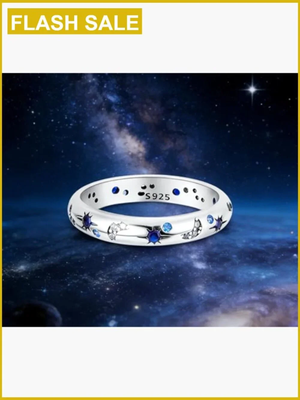 925 Sterling Silver Sun Moon Star Stackable Ring Women Size 8